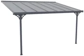 Kratki i pergole - Vente-unique.pl Pergola przyścienna ALVARO z aluminium, 13,2 m, kolor antracytowy  436 × 305 × 240/285 cm (dł. × szer. × wys.) - miniaturka - grafika 1