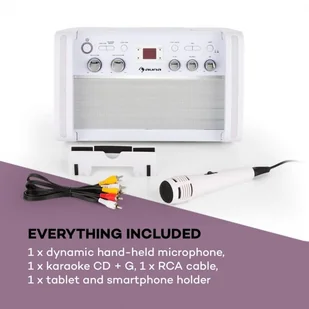 Auna DiscoFever 2.0 zestaw karaoke BT wielobarwne diody LED odtwarzacz CD/CD+G KS1-Discofever 2 WH - Inne akcesoria audio-wideo - miniaturka - grafika 8