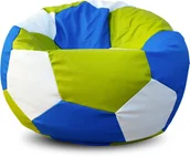 Pufy i podnóżki - Pufa piłka XXXL worek biało-limonkowo-niebieska - miniaturka - grafika 1