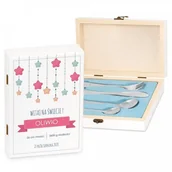 Sztućce dla dzieci - Murrano Zestaw Sztućców Dla Dzieci W Drewnianym Etui Nadruk Gwiazdki SZT-ANIMALS_DRW-UV-007 - miniaturka - grafika 1