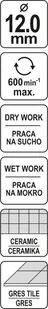 Yato WIERTŁO DO GRESU 12MM DO WIERCENIA NA MOKRO I SUCHO YT-60425 - Wiertła - miniaturka - grafika 4