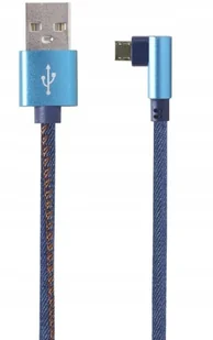 Gembird Kabel USB 2.0 - microUSB 1m oplot tekstylny złącze kątowe CC-USB2J-AMmBML-1M-BL - Kable komputerowe i do monitorów - miniaturka - grafika 2