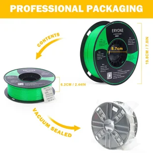 ERYONE ERYONE PLA Filament for 3D Printer 1.75mm Tolerance 0.03mm 1kg (2.2LBS)/Spool - Green 795742EUDF - Filamenty i akcesoria do drukarek 3D - miniaturka - grafika 3