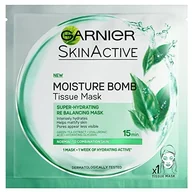 Maseczki do twarzy - Garnier wilgoć Bomb zielona herbata nawilżająca twarz maska arkuszy 3600541944671 - miniaturka - grafika 1