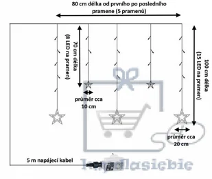 VOLTRONIC Świąteczny łańcuszek - gwiazdki - 61 diod LED ciepły biały + - Oświetlenie świąteczne - miniaturka - grafika 5