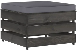 vidaXL Modułowy stołek z poduszką impregnowane na szaro drewno 3068132 - Pufy i podnóżki - miniaturka - grafika 3