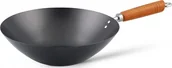 Woki - NoName Patelnia patelnia wok z drewnianą rączką 31 cm stal/drewno czarny/brązowy twm_592426 - miniaturka - grafika 1
