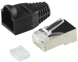 LogiLink Wtyk RJ45 CAT.6 FTP MP0022 z osłonką czarny 100szt SPLKOKGF0080 - Kable miedziane - miniaturka - grafika 2