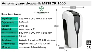 #COVID Dozownik automatyczny METEOR 1000 - Dezynfekcja - miniaturka - grafika 9