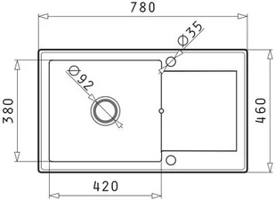 Pyramis Zlew KORFU 78x46) 1B 1D volcano 70167301) - Zlewozmywaki - miniaturka - grafika 2
