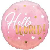 Urodziny dziecka - Amscan Balon foliowy "Hello World Baby Girl" 18&quot CIR 3972401 - miniaturka - grafika 1