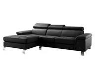 Narożniki - Vente-Unique Sofa narożna ze skóry MISHIMA - Czarny - Narożnik lewostronny - miniaturka - grafika 1