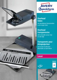 Avery Zweckform Folie do rzutników (do czarno-białych drukarek laserowych i kopiarek); A4, 100 szt./op., powlekane, grubość 0,10 mm, Avery Zweckform 3553 - Folie termotransferowe do faksów - miniaturka - grafika 2