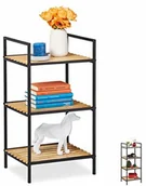 Półki i regały dla dzieci - Relaxdays Relaxdays regał stojący, 3 poziomy, bambus i metal, otwarta półka na książki, przedpokój, wys. x szer. x gł.: 71 x 39 x 32,5 cm, brązowo-czarny, bambusowy, żelazo - miniaturka - grafika 1