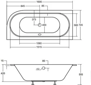 Besco Wanna 170x75 Avita Slim Lewa + Syfon #WAV-170-NLS - Wanny - miniaturka - grafika 3