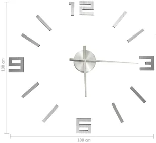 VidaXL Lumarko Zegar ścienny 3D, nowoczesny design, srebrny, 100 cm, XXL 325158 VidaXL - Zegary - miniaturka - grafika 14