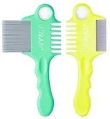 Inne akcesoria do pielęgnacji dzieci - VITAMMY VITAMMY Fino Zestaw 2 grzebieni na wszy i gnidy pear spring green - miniaturka - grafika 1