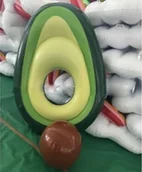 Materace dmuchane i koła do pływania - Materac dmuchany z piłką awokado z pestką 150cm XL KX6158 - miniaturka - grafika 1