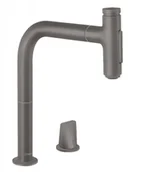 Baterie kuchenne - Hansgrohe Metris Select M71 Bateria kuchenna z wyciąganą wylewką sBox czarny chrom szczotkowany 73818340 - miniaturka - grafika 1
