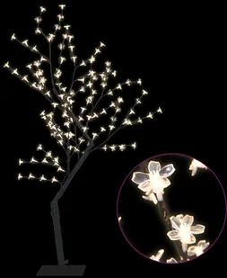 vidaXL Drzewko z lampkami, 128 LED, ciepły biały, kwiat wiśni, 120 cm - Oświetlenie świąteczne - miniaturka - grafika 3