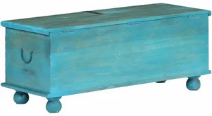 vidaXL Skrzynia z litego drewna mango, niebieska, 100 x 40 x 41 cm vidaXL - Pudła i pojemniki do przechowywania - miniaturka - grafika 5
