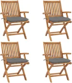 Fotele i krzesła ogrodowe - vidaXL Składane krzesła ogrodowe z poduszkami, 4 szt., drewno tekowe! 3072739 - miniaturka - grafika 1