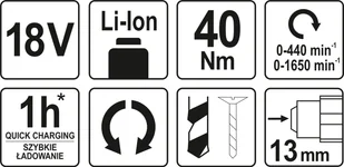 YATO 18V WIERTARKO-WKRETARKA SILNIK MABUCHI) YT-82783 YT-82783 - Wiertarki i wkrętarki pneumatyczne - miniaturka - grafika 6