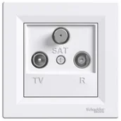 Gniazdka elektryczne - Schneider Asfora gniazdo antenowe RTV-SAT przelotowe podtynkowe z ramką 4dB białe EPH3500221 - miniaturka - grafika 1