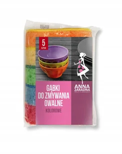 Anna Zaradna Gąbki do zmywania Owalne kolorowe 5szt - Ściereczki, gąbki, czyściki - miniaturka - grafika 2