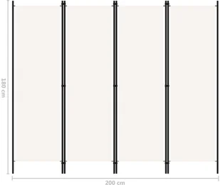 vidaXL Parawan 4-panelowy, biały, 200 x 180 cm vidaXL - Parawany - miniaturka - grafika 6