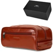 Kosmetyczki, organizery i kuferki - Beltimore kosmetyczka męska Skórzana saszetka brązowa J45 brązowy, beżowy - miniaturka - grafika 1