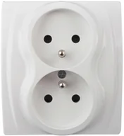 Gniazdka elektryczne - Karlik Gniazdo Logo 2x2P+Z białe - miniaturka - grafika 1