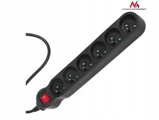 Maclean Listwa zasilająca przedłużacz 6 gniazd z wył czarny 5m Maclean Energy MCE188 2300W - Listwy zasilające - miniaturka - grafika 2