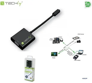 Techly Adapter micro HDMI (D) męski na VGA żeński, czarny, 10cm 302938 - Adaptery i przejściówki - miniaturka - grafika 5