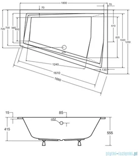 Besco Intima Duo Slim 180x125cm wanna asymetryczna prawa #WAID-180-SP - Wanny z hydromasażem - miniaturka - grafika 2