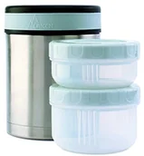Pojemniki kuchenne - Laken Prześcieradło Thermo Insulated Stainless Steel termos do żywności 1 litr + 2 PP kontener, Plain P10 - miniaturka - grafika 1