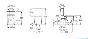 Roca Inspira Square Rimless miska do kompaktu Cafe A342536660 - Miski WC - miniaturka - grafika 2