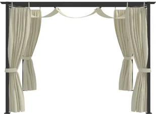 vidaXL Altana ogrodowa z zasłonami, 3 x 3 m, kremowa, stal - Altany ogrodowe - miniaturka - grafika 3