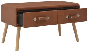 vidaXL Ławka z szufladami, 80 cm, brązowa, sztuczna skóra vidaXL - Ławki do przedpokoju - miniaturka - grafika 3