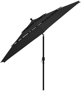 vidaXL 3-poziomowy parasol na aluminiowym słupku, czarny, 3,5 m vidaXL - Parasole ogrodowe - miniaturka - grafika 5