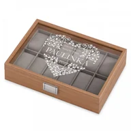 Pudełka i szkatułki - Murrano Drewniana Szkatułka Kuferek na Zegarki GRAWER Serce SZKT-DR12-014 - miniaturka - grafika 1