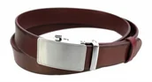 Paski - Arucce (PL) Pasek Męski Skórzany MASSIMO (PL) Skóra Licowa EXTRA 35 mm BORDOWY Gładki Klamra Samozaciskowa SREBRNA 34 - miniaturka - grafika 1