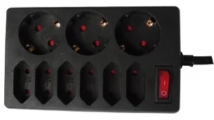 REV Listwa zasilająca Socket line 9-fold 1,4 m with switch black - 00250171 - Listwy zasilające - miniaturka - grafika 2