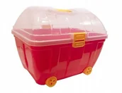 Pojemniki na zabawki - Pojemnik Kuferek z kółkami na zabawki Żółty - miniaturka - grafika 1