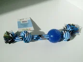 Zabawki dla psów - Yarro Sznur bawełniany z piłką/niebieski 0325 - miniaturka - grafika 1