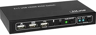 InLine 62602i KVM Desktop Switch, 2-rzędowa, HDMI 4 K2K, Audio z czarną USB 2.0 huby i koncentratory 62602I - Akcesoria do monitorów - miniaturka - grafika 2