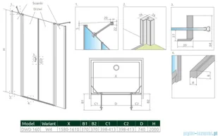 Radaway Nes DWD II drzwi wnękowe 160cm W4 szkło przejrzyste 10037073-01-01/10041087-01-01 | - Akcesoria do armatury i ceramiki - miniaturka - grafika 2