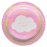 Naczynia i sztućce jednorazowe - Amscan Talerzyki urodzinowe opalizujące Chmurka 18 cm 8 szt 9904300 - miniaturka - grafika 1