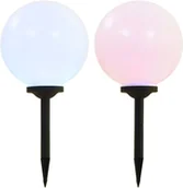 Lampy ogrodowe - vidaXL Kuliste lampy solarne na zewnątrz, 2 szt., LED, 30 cm, RGB - miniaturka - grafika 1