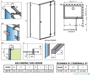 Radaway Essenza Pro Gold Kdj 90x90 prawa 10097090-09-01R/10098090-01-01 - Kabiny prysznicowe - miniaturka - grafika 2